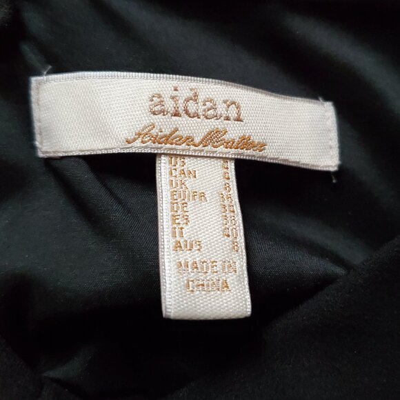 Aidan Mattox Black Blue Fringe Crepe Halter Cocktail Dress Size 4 - Picture 6 of 8